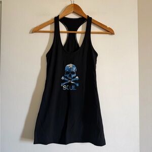 Lululemon Athletica X Soul Cycle Black Blue Skull Cool Racerback Tank Top XS